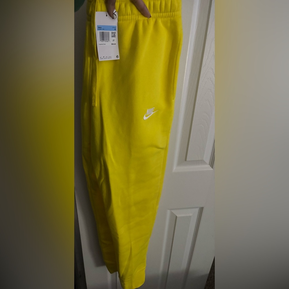 Nike Womens Yellow Sweatpants with White Logo
